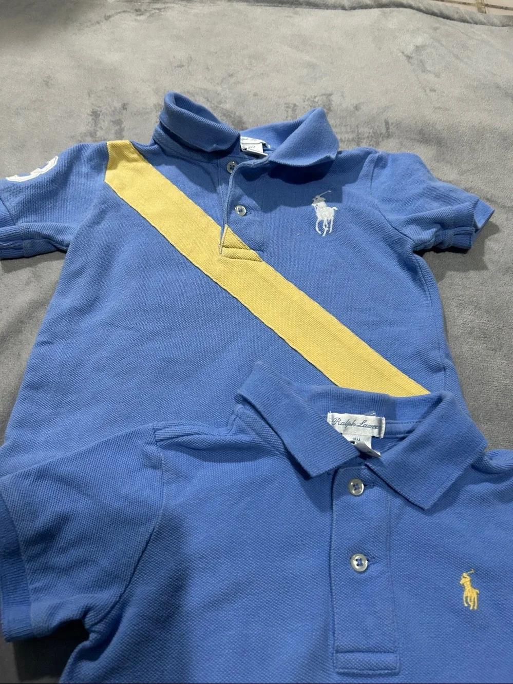 Polo Ralph Lauren Boys' Blue Polo Shirt with Yellow Accent lot of two